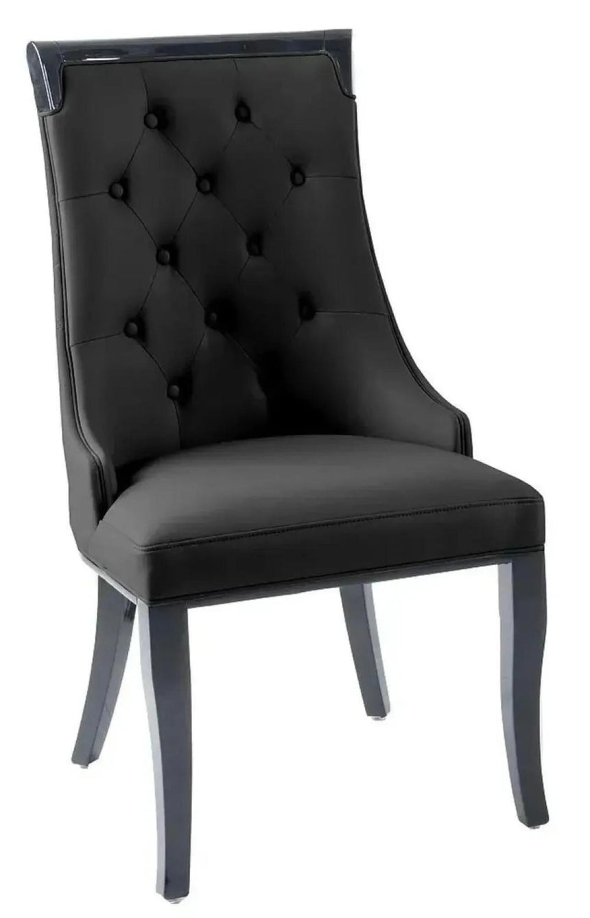 Naples Black Marble Dining Set - Carmela Black Leather Dining Chair-8