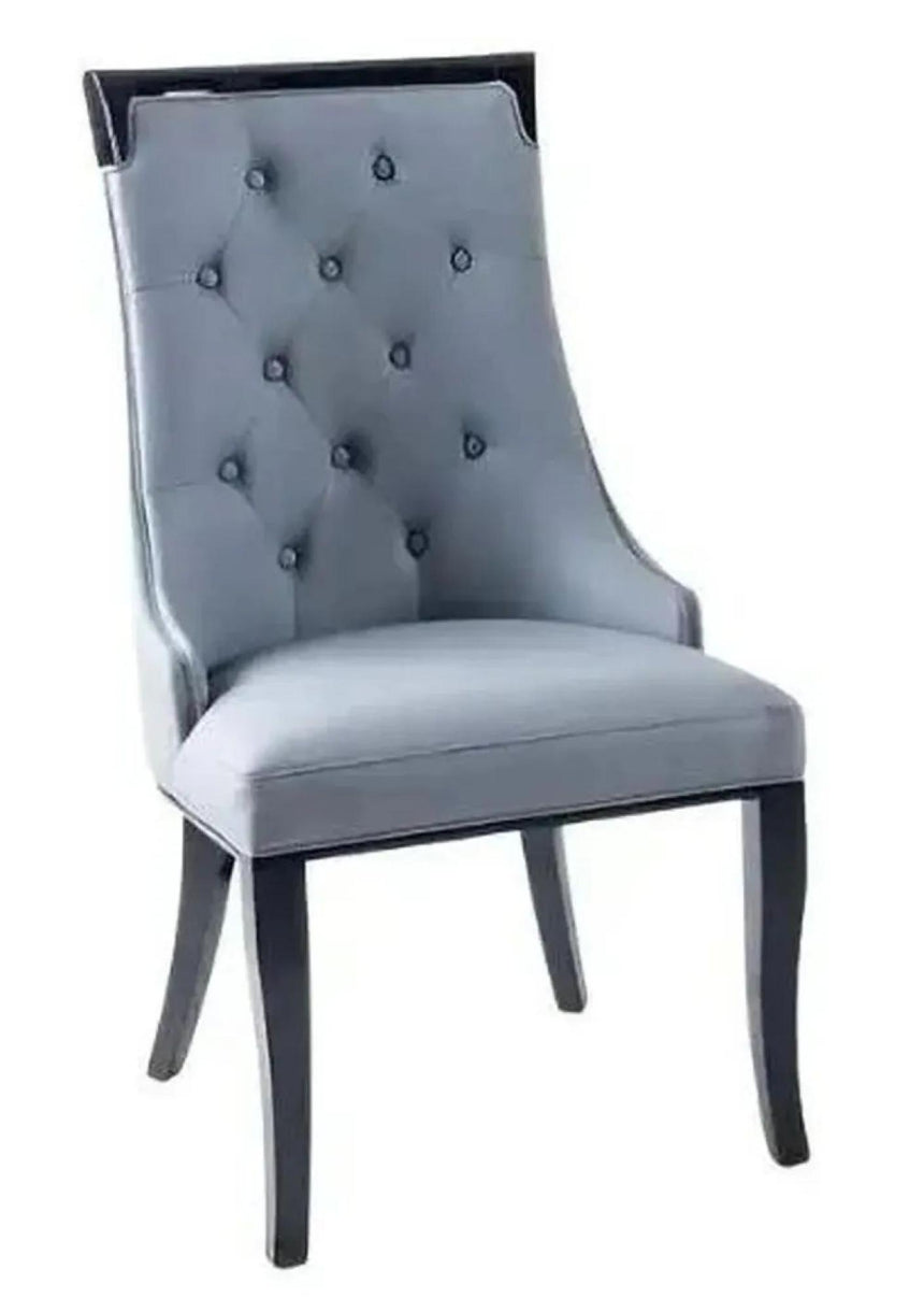 Naples Black Marble Dining Set - Carmela Grey Leather Dining Chair-7