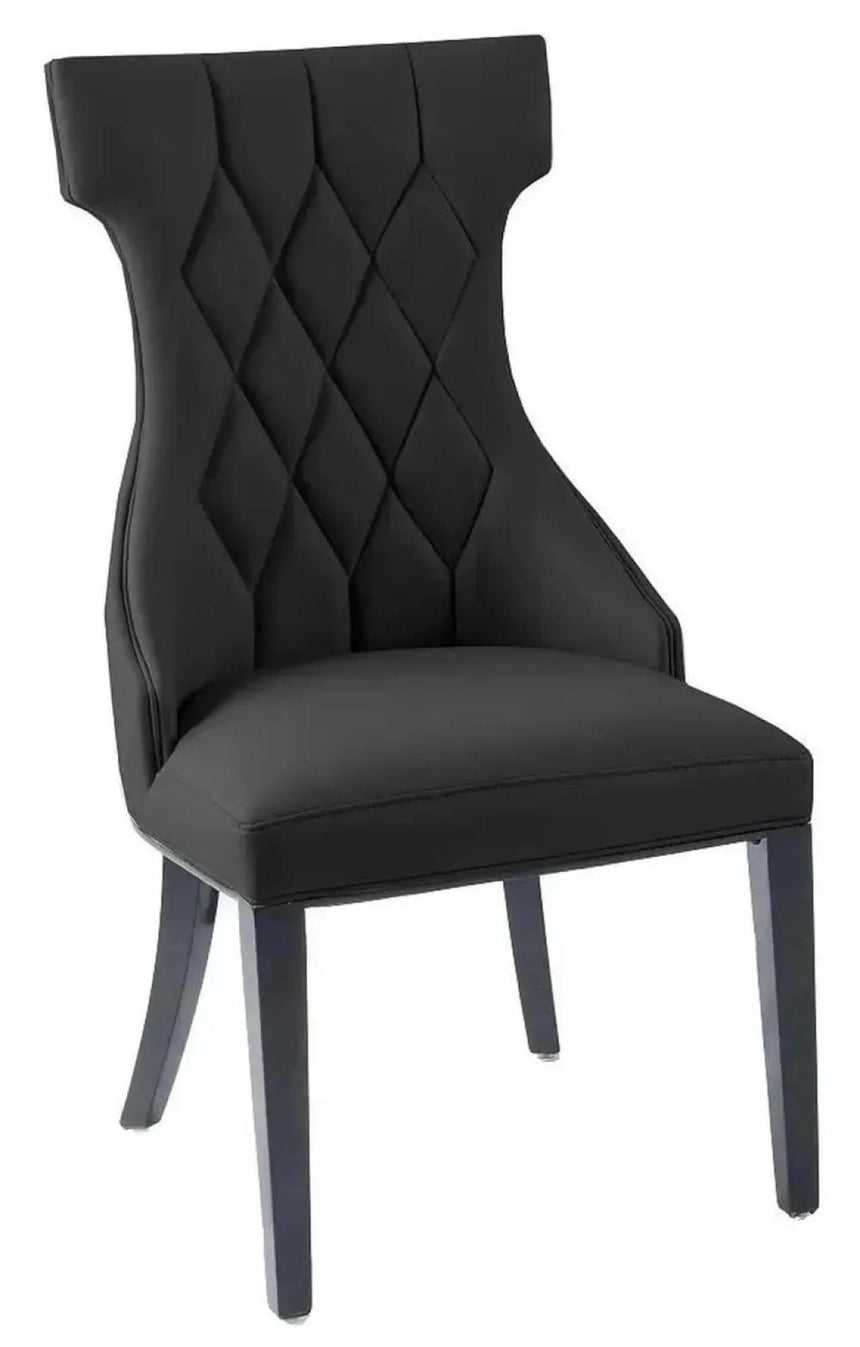 Naples Black Marble Dining Set - Mimi Black Leather Dining Chair-7