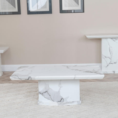 Naples White Marble Coffee Table-7