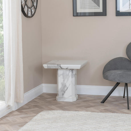 Naples White Marble Square Side Table-3
