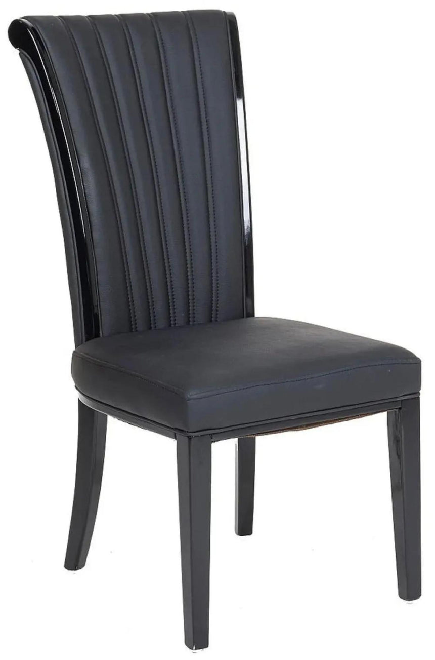 Naples White Marble Dining Set - Cadiz Black Leather Dining Chair-7