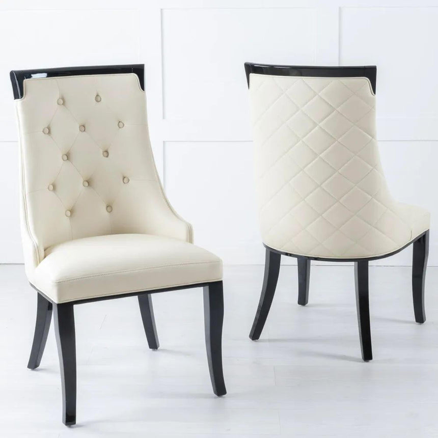 Naples White Marble Dining Set - Carmela Cream Leather Dining Chair-8