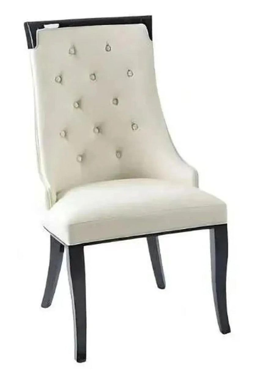 Naples White Marble Dining Set - Carmela Cream Leather Dining Chair-9