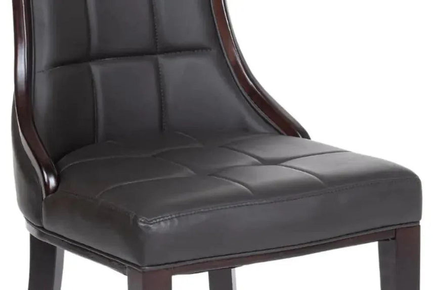 Madrid White Marble Dining Set - Paris Brown Leather Dining Chair with Brown Legs-8