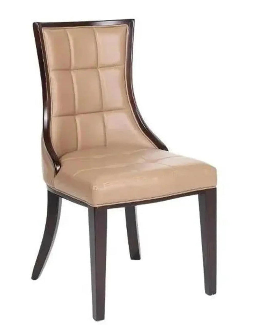 Madrid White Marble Dining Set - Paris Taupe Leather Dining Chair with Brown Legs-8