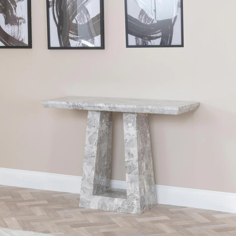 Pisa Travertine Beige Engineered Marble Console Table
