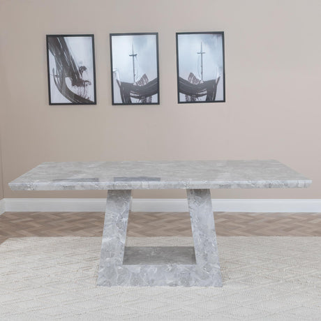 Milan 6 Seater Grey Marble Dining Table - Sizes Available-2