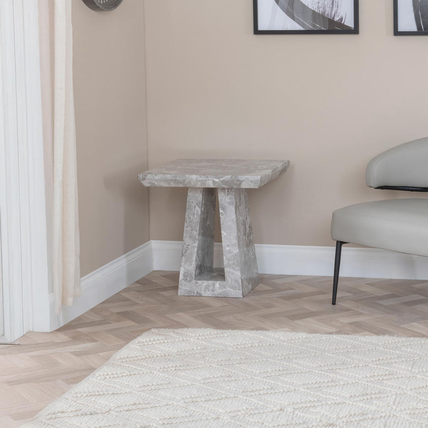 Milan Grey Marble Square Side Table-3