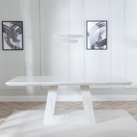 Milan 6 Seater White Marble Dining Table - Sizes Available-2