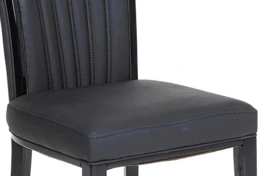 Milan White Marble Dining Set - Cadiz Black Leather Dining Chair-10