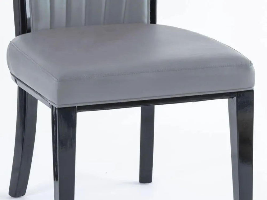 Milan White Marble Dining Set - Cadiz Grey Leather Dining Chair-8