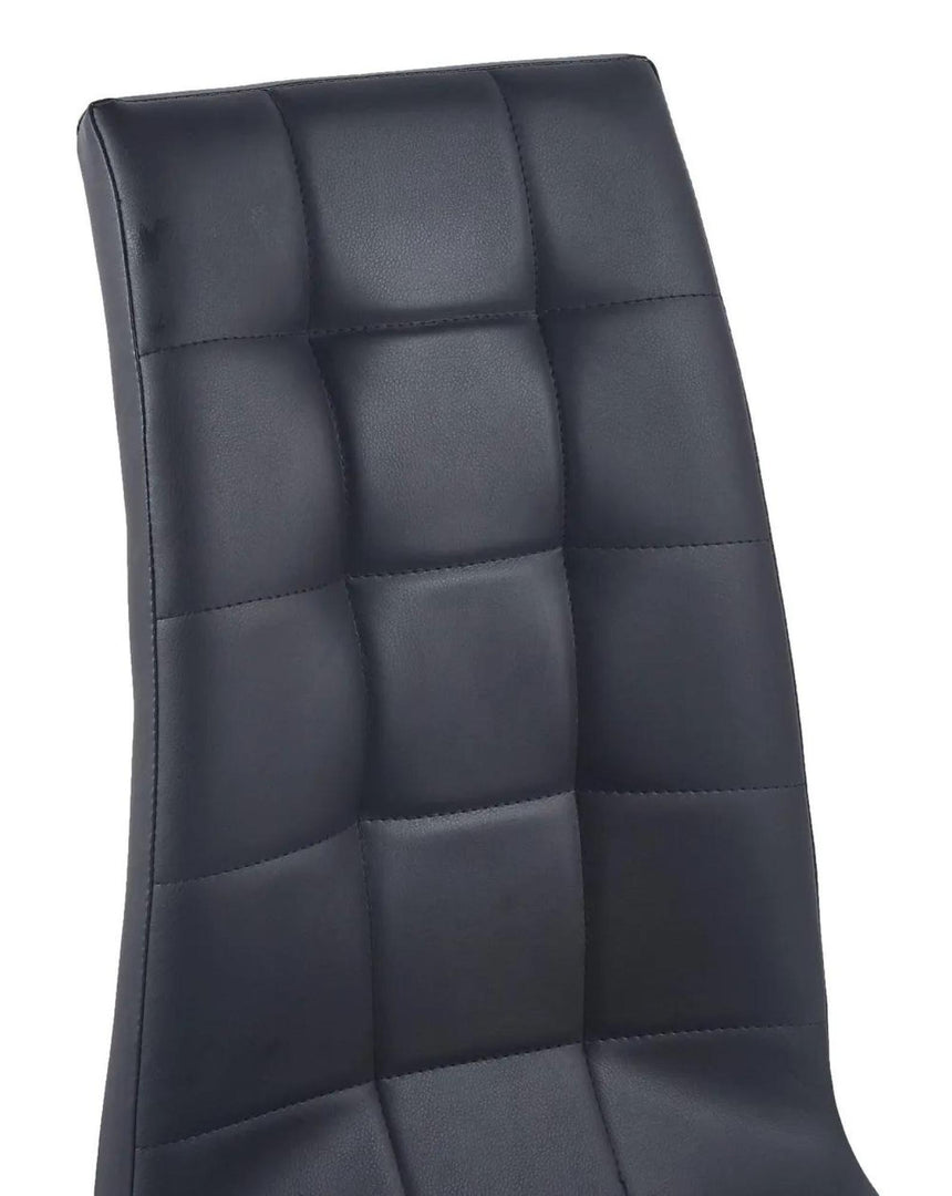 Louis 4 Seater Grey Marble and Chrome Square Dining Set - 4 Jamison Black Faux Leather Dining Chair-9