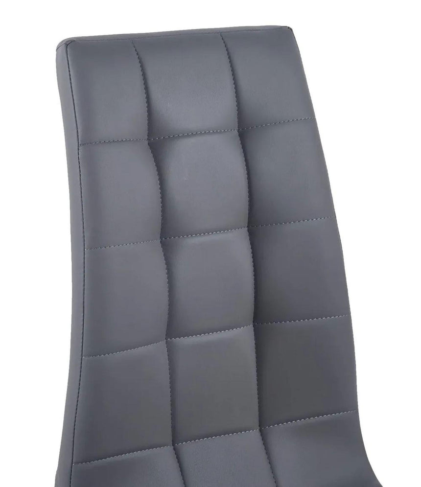 Louis 4 Seater Grey Marble and Chrome Square Dining Set - 4 Jamison Grey Faux Leather Dining Chair-8