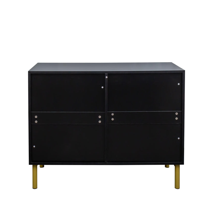Ridged Black and Gold 2 Door Medium Sideboard - 100cm-9