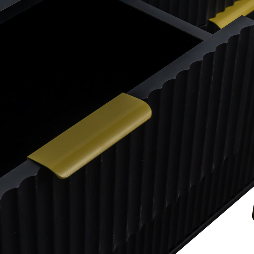 Ridged Black and Gold 2 Door Medium Sideboard - 100cm-10