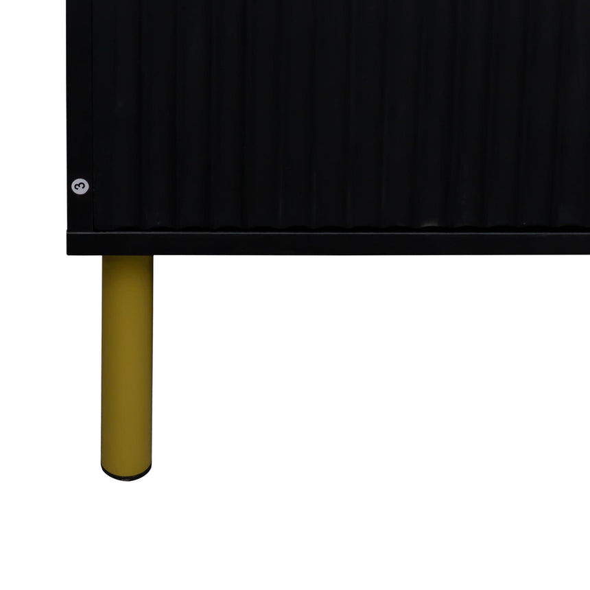 Ridged Black and Gold 2 Door Medium Sideboard - 100cm-11