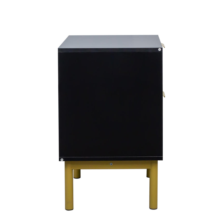 Ridged Black and Gold 2 Drawer Bedside Table-9