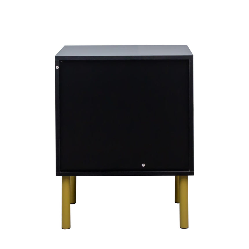 Ridged Black and Gold 2 Drawer Bedside Table-10