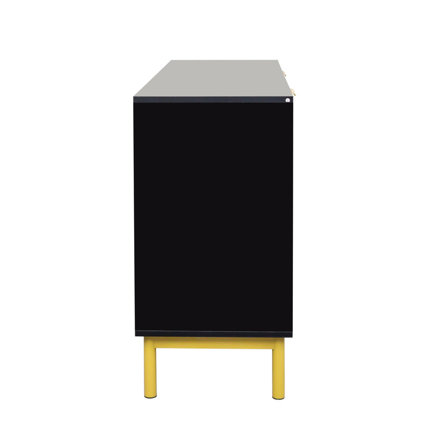 Ridged Black and Gold 6 Drawer Wide Chest-7