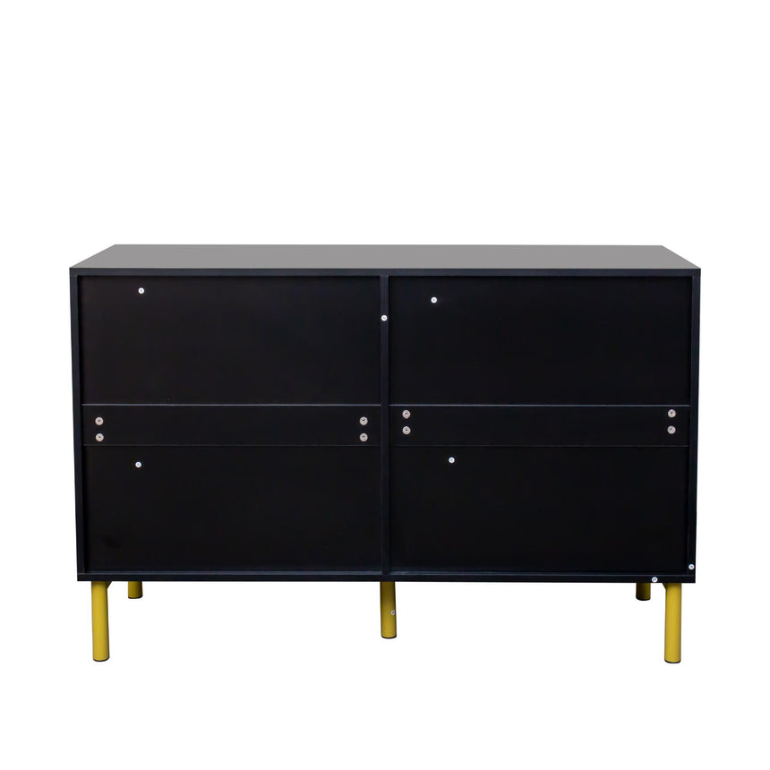 Ridged Black and Gold 6 Drawer Wide Chest-8