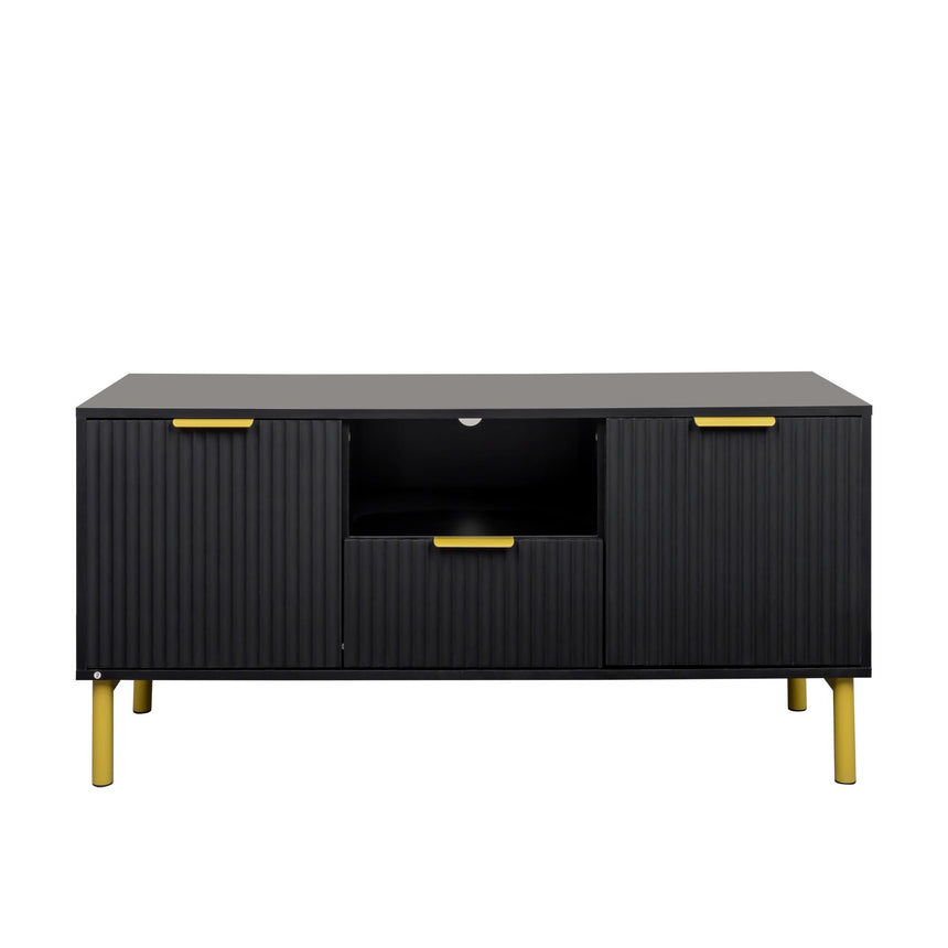 Ridged Black and Gold Storage TV Unit-5