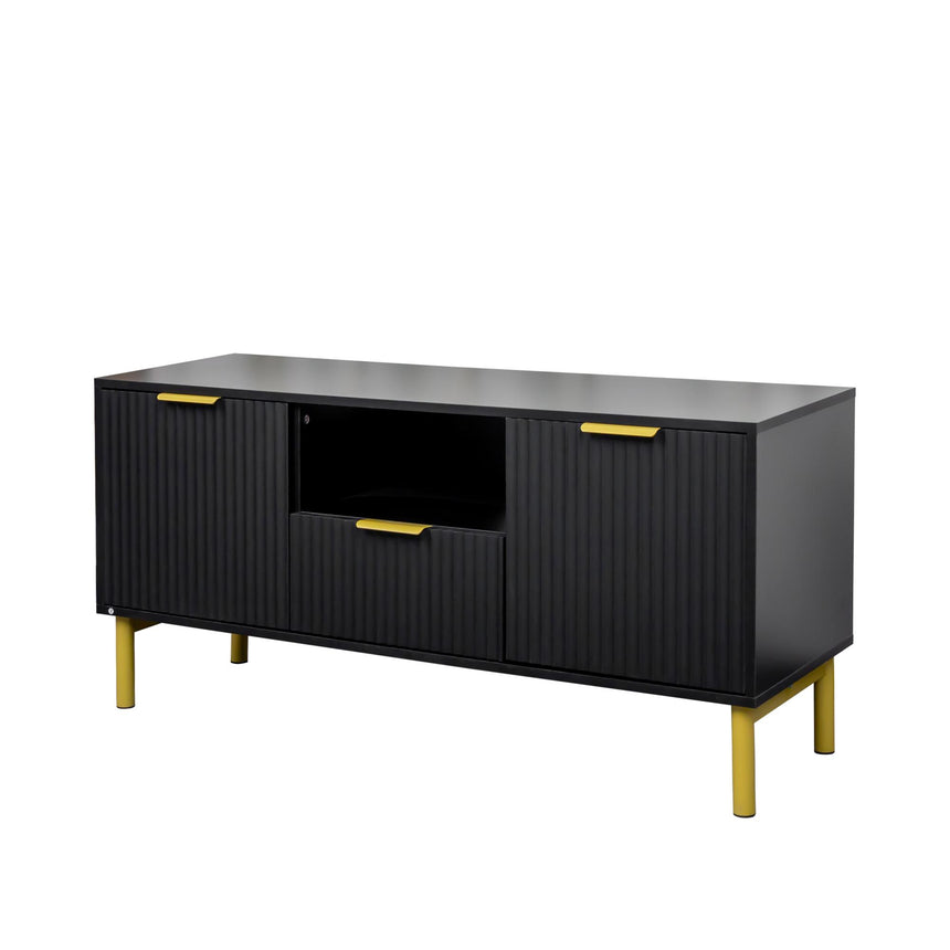 Ridged Black and Gold Storage TV Unit-6