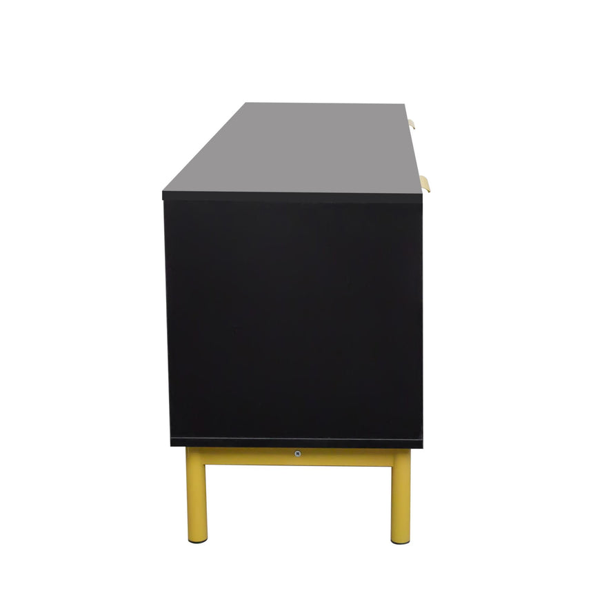 Ridged Black and Gold Storage TV Unit-7