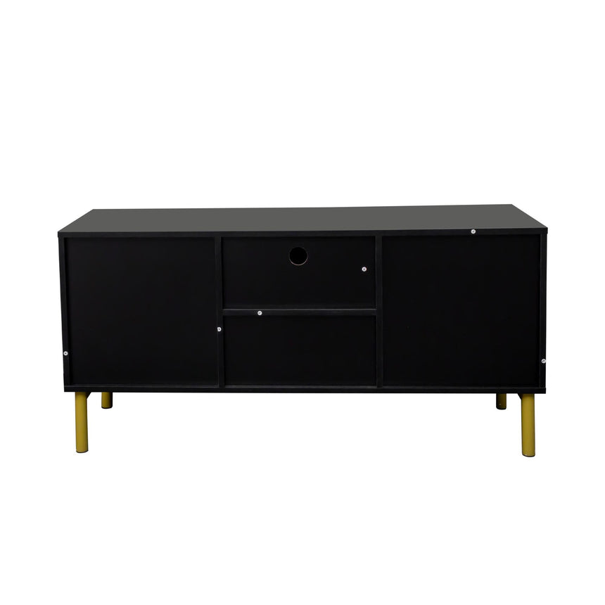 Ridged Black and Gold Storage TV Unit-8