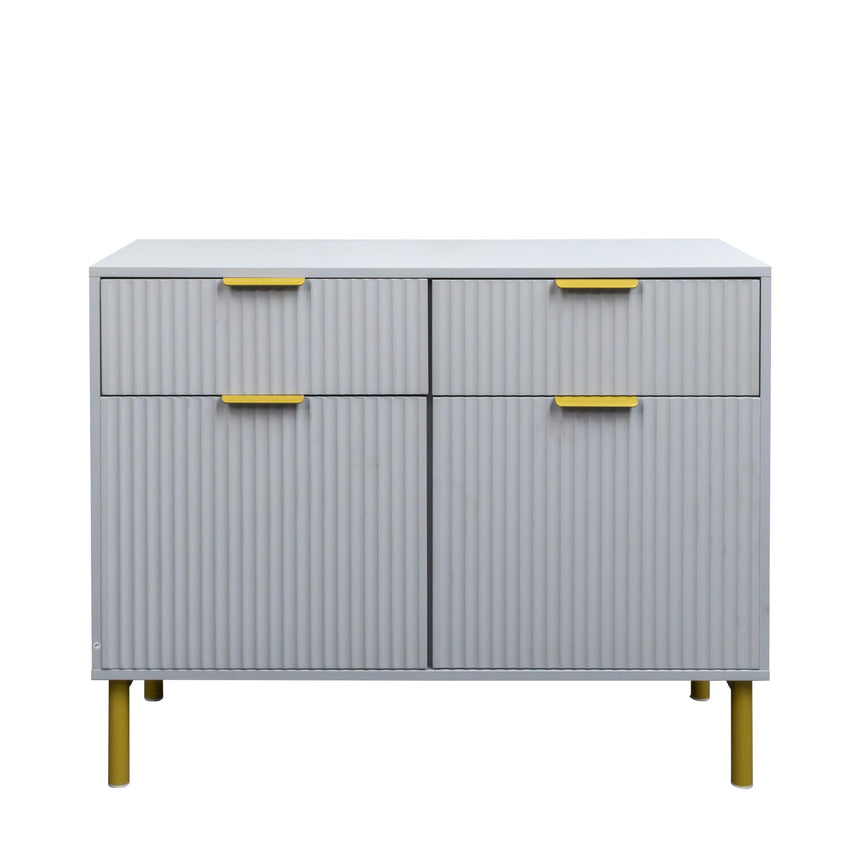 Ridged Grey and Gold 2 Door Medium Sideboard - 100cm-5