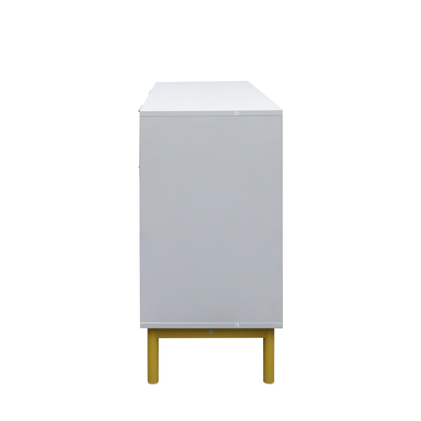 Ridged Grey and Gold 2 Door Medium Sideboard - 100cm-7
