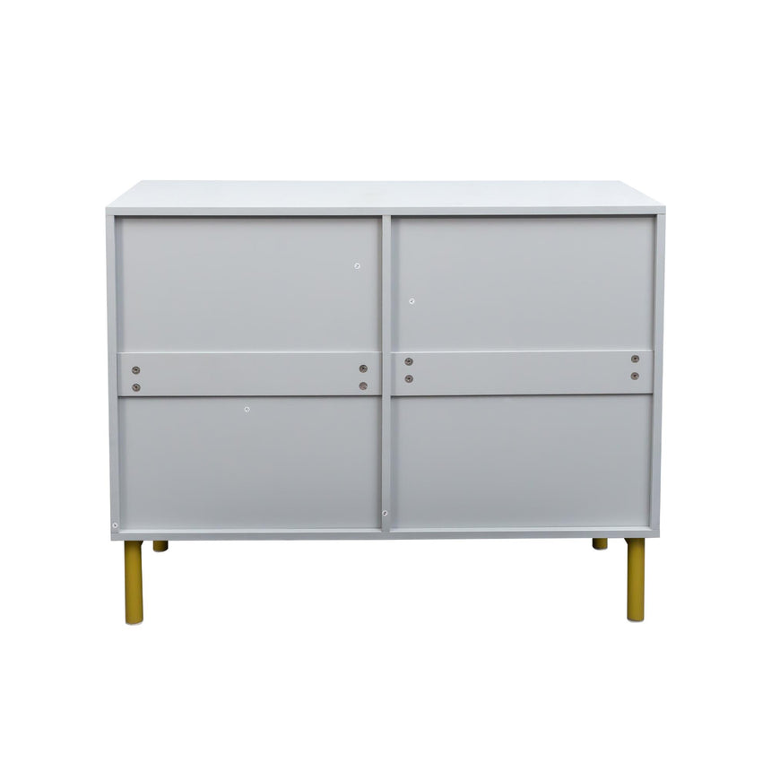 Ridged Grey and Gold 2 Door Medium Sideboard - 100cm-8