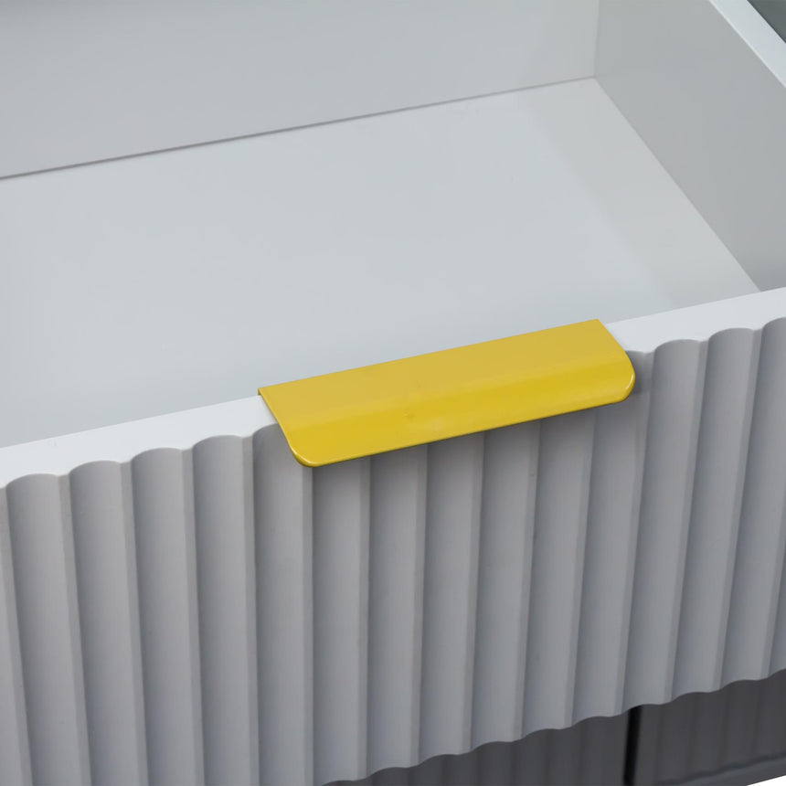 Ridged Grey and Gold 2 Door Medium Sideboard - 100cm-9