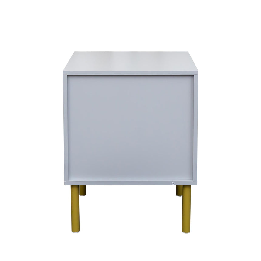 Ridged Grey and Gold 2 Drawer Bedside Table-9