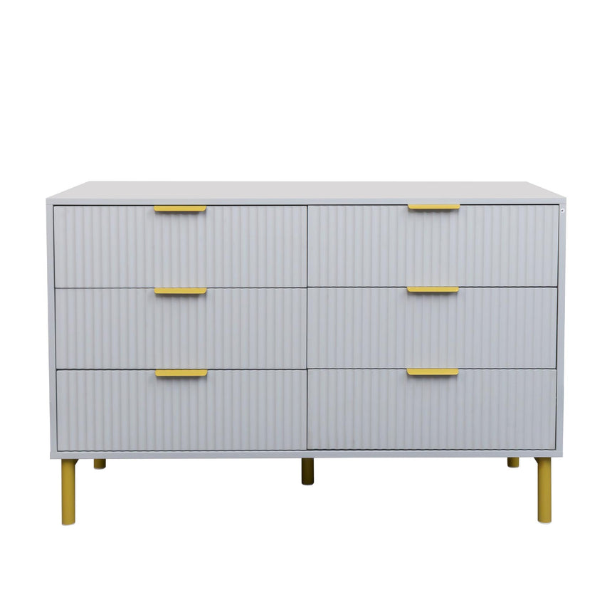 Ridged Grey and Gold 6 Drawer Wide Chest-6