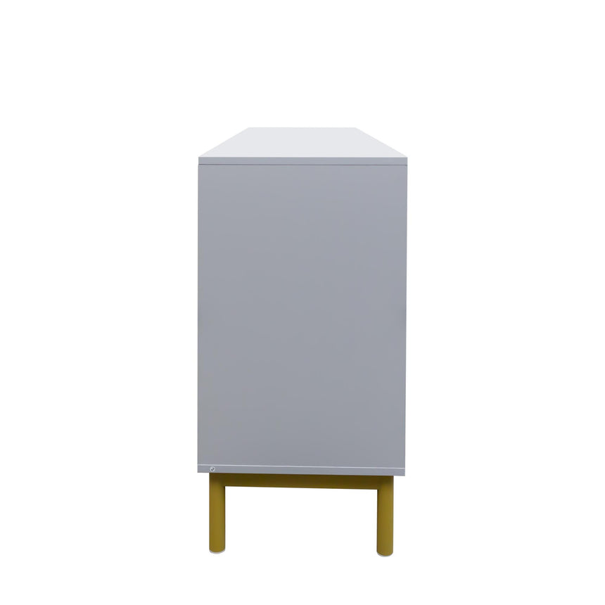 Ridged Grey and Gold 6 Drawer Wide Chest-7