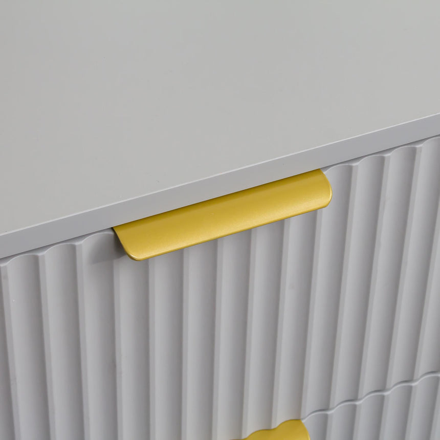Ridged Grey and Gold 6 Drawer Wide Chest-10
