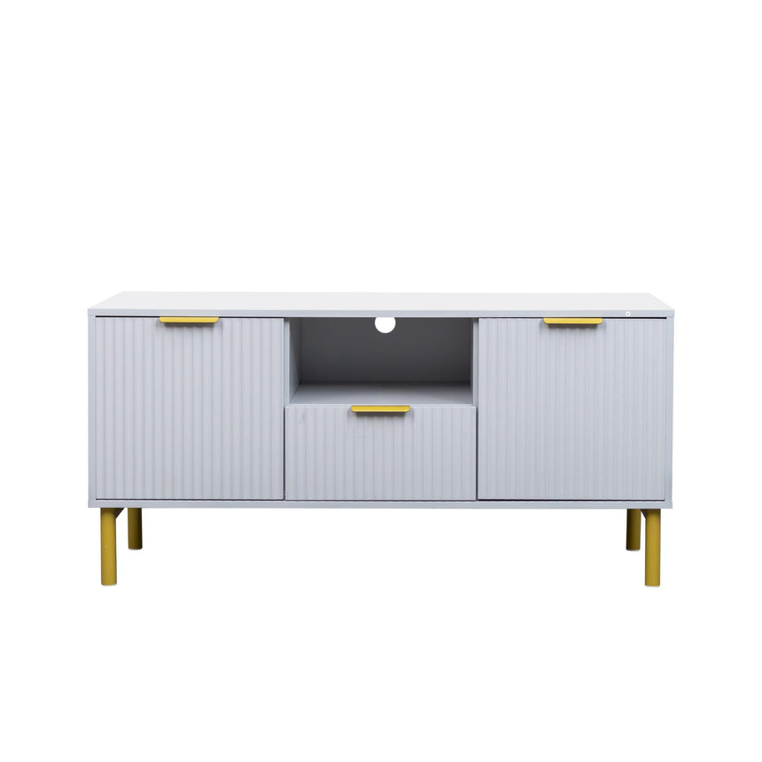 Ridged Grey and Gold Storage TV Unit-4