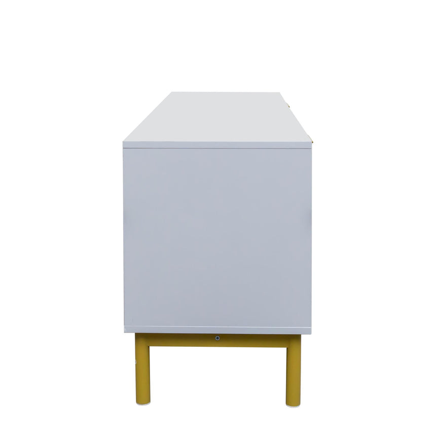 Ridged Grey and Gold Storage TV Unit-6
