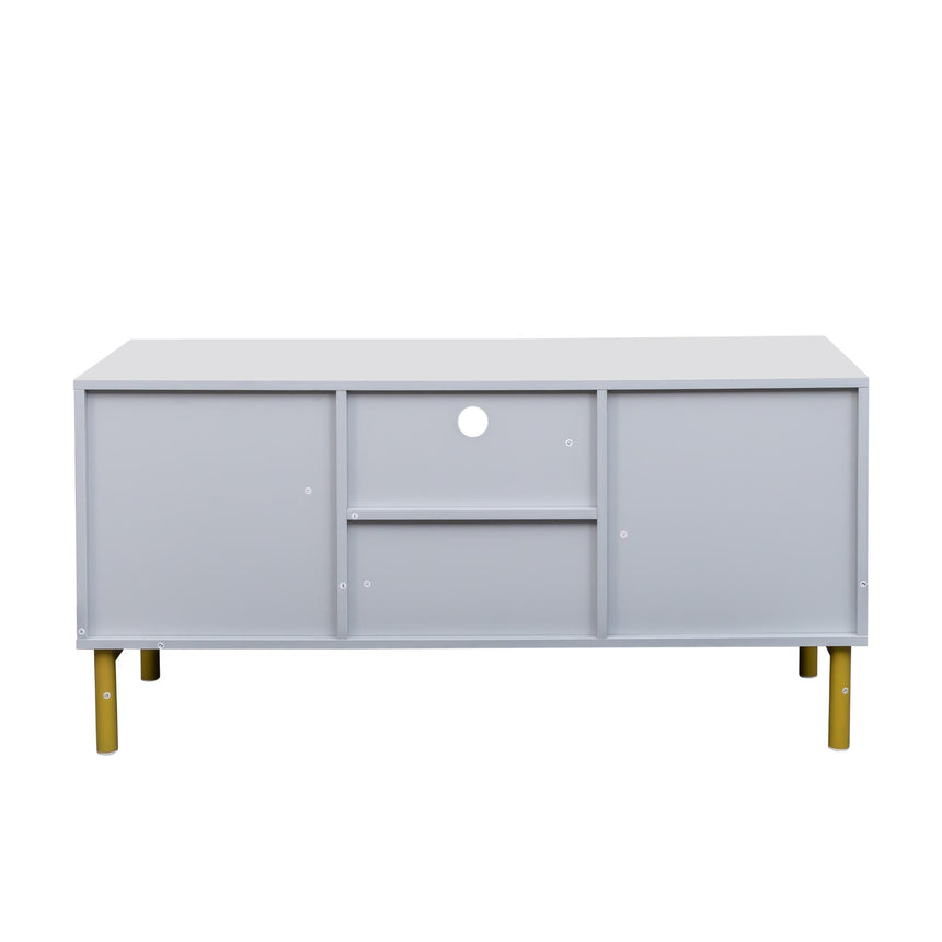 Ridged Grey and Gold Storage TV Unit-7