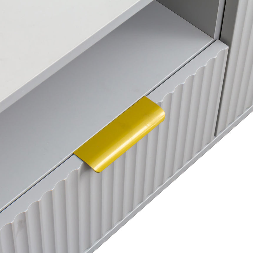 Ridged Grey and Gold Storage TV Unit-8