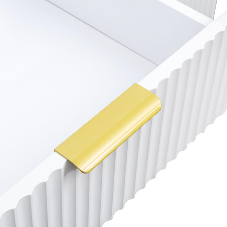 Ridged White and Gold 2 Door Medium Sideboard - 100cm-7