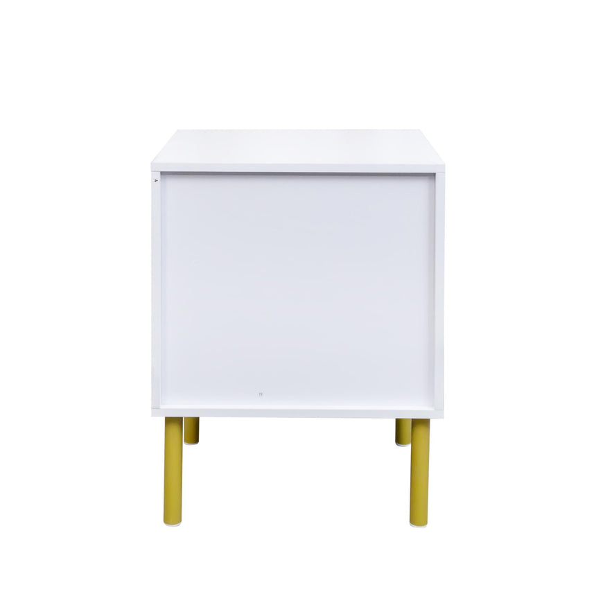 Ridged White and Gold 2 Drawer Bedside Table-8