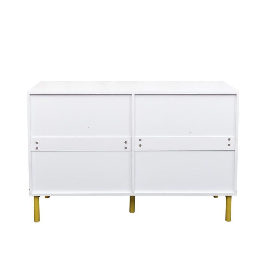 Ridged White and Gold 6 Drawer Wide Chest-6