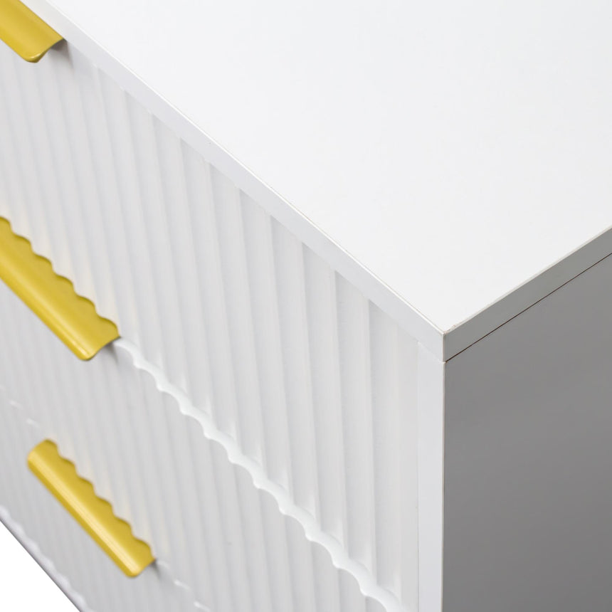 Ridged White and Gold 6 Drawer Wide Chest-8
