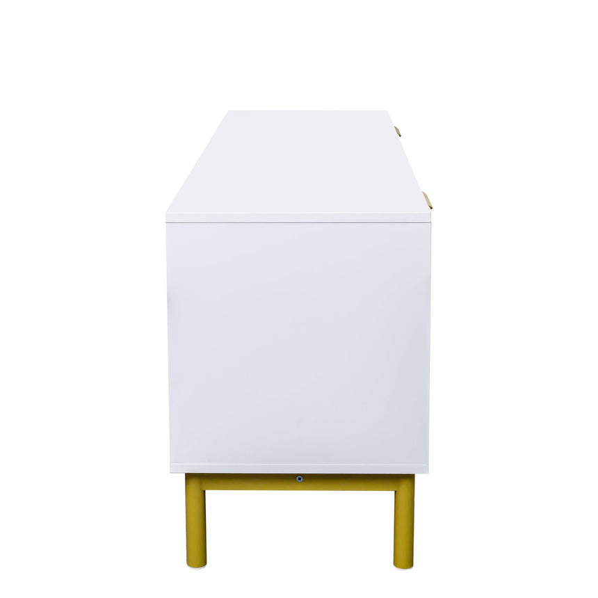 Ridged White and Gold Storage TV Unit-6