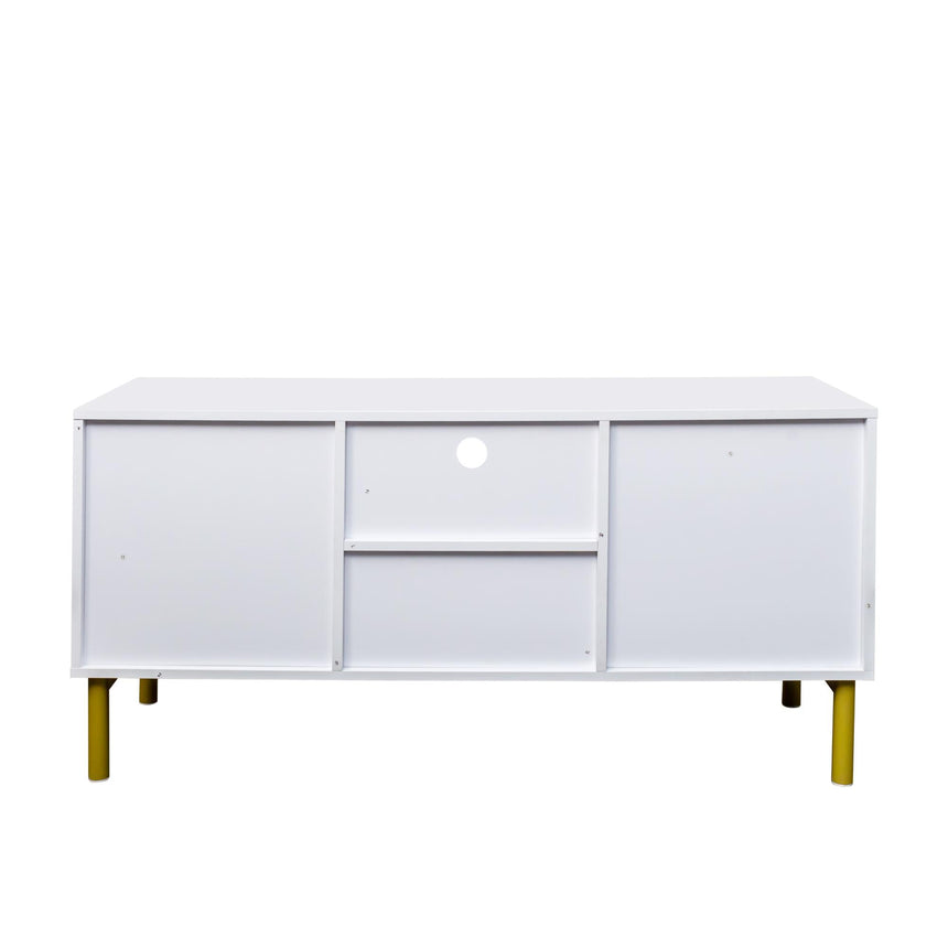 Ridged White and Gold Storage TV Unit-7