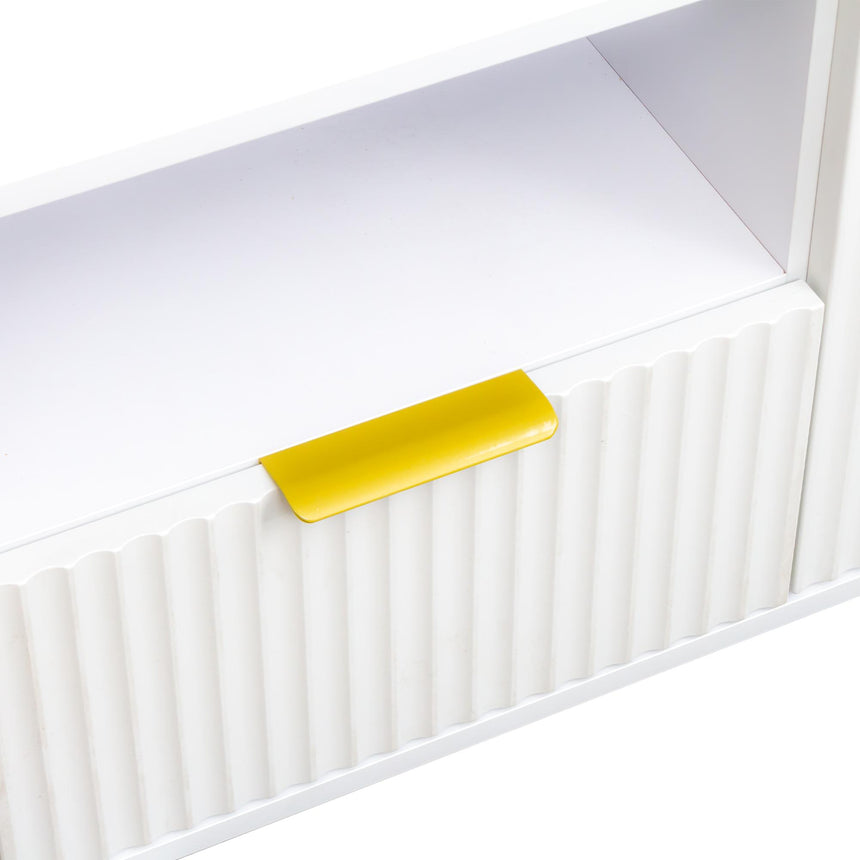 Ridged White and Gold Storage TV Unit-8