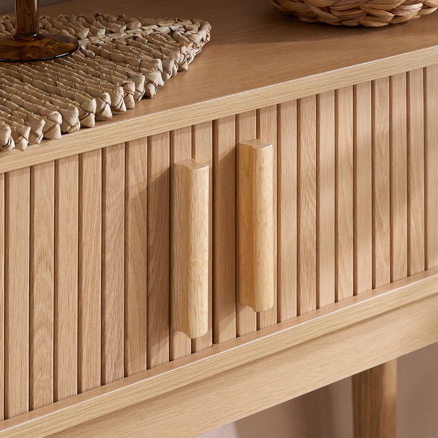 Axel Oak Fluted Curved Console Table-3