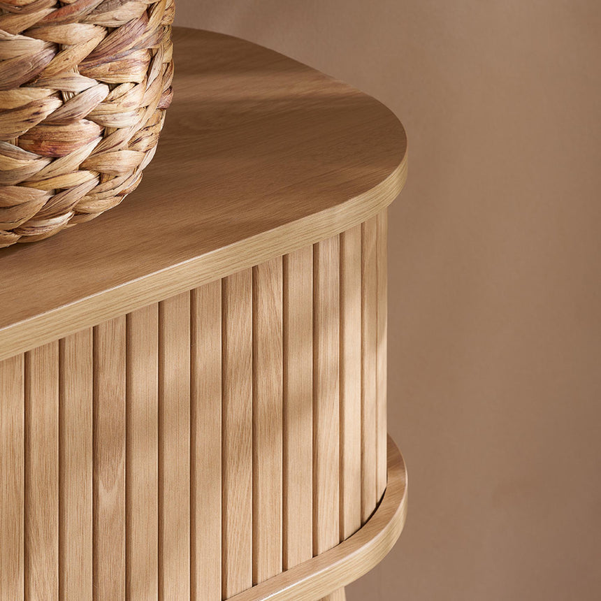 Axel Oak Fluted Curved Console Table-5